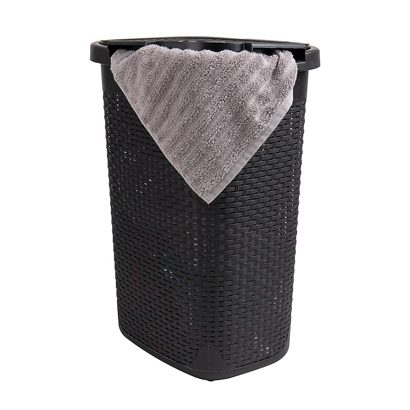 Mind Reader 15.85-Gallon Laundry Hamper with Lid, Plastic, Black (60HAMP-BLK) image 1