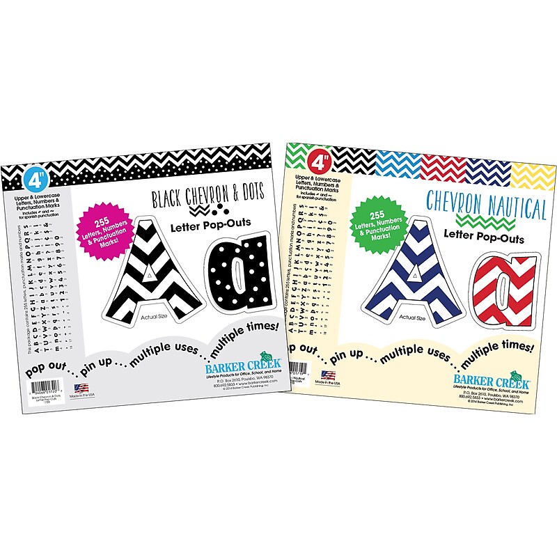 Barker Creek Chevron  4" Letters and Numbers, Multicolored, 510/Pack (4302) image 1