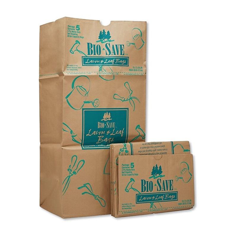 General 30 Gallon Lawn & Leaf Bags, Self-Standing, Open-Face, 16" x 35", Kraft, 50/Carton (BAGRBR30105BO) image 1