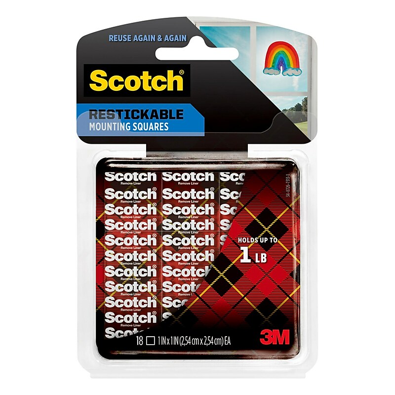 Scotch Small Mounting Squares, Clear, 18/Pack (R100) image 1