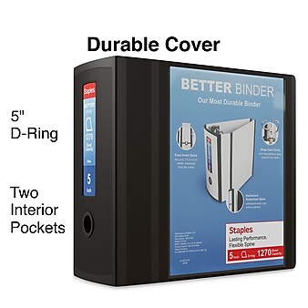 Staples 5" 3-Ring Better Binder, Black (44104)