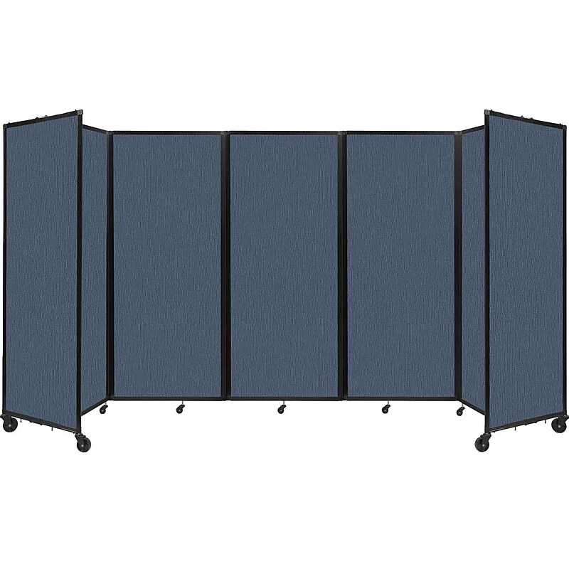 Versare The Room Divider 360 Freestanding Folding Portable Partition, 82"H x 168"W, Ocean Fabric (1182515) image 1