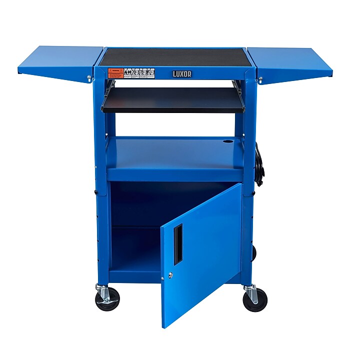 Luxor LEADER 3-Shelf Adjustable Media Utility Cart with Pullout