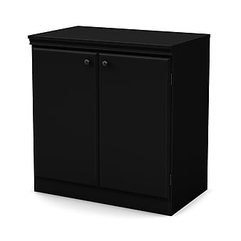 South Shore Morgan 32" Laminate Storage Cabinet with 2 Shelves, Pure Black (7270722)