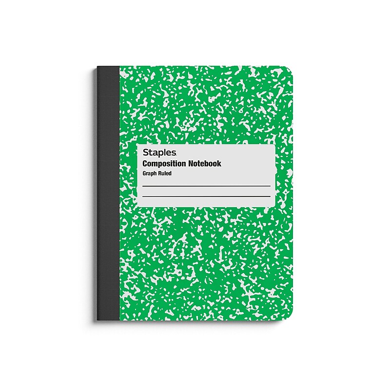 Staples® Composition Notebooks, 7.5" x 9.75", Graph Ruled, 80 Sheets, Green/White (ST55068C) image 1
