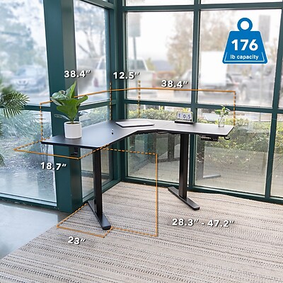 Mount-It! Height Adjustable Corner Sit-Stand Desk | MI-15003 - Thumbnail 4