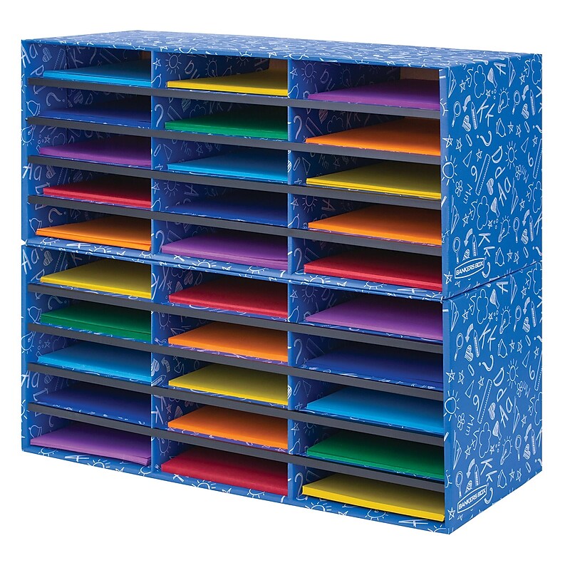 Bankers Box Classroom collection, 30-Compartment Literature Organizers, 28.5" x 12.375", Blue (3384401) image 1