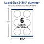 Avery TrueBlock Laser/Inkjet Circle Multipurpose Labels, 2.75" Dia., White, 150/Pack (94512)~#|#~329DBBD4-2076-4A8A-812C616E6D6DD849_sc7