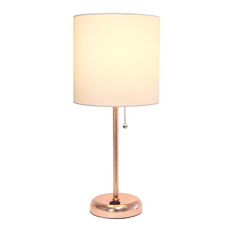 Simple Designs 19.5" LED Table Lamp, Rose Gold/White Shade (LT2024-RGD-CCLB) image 1