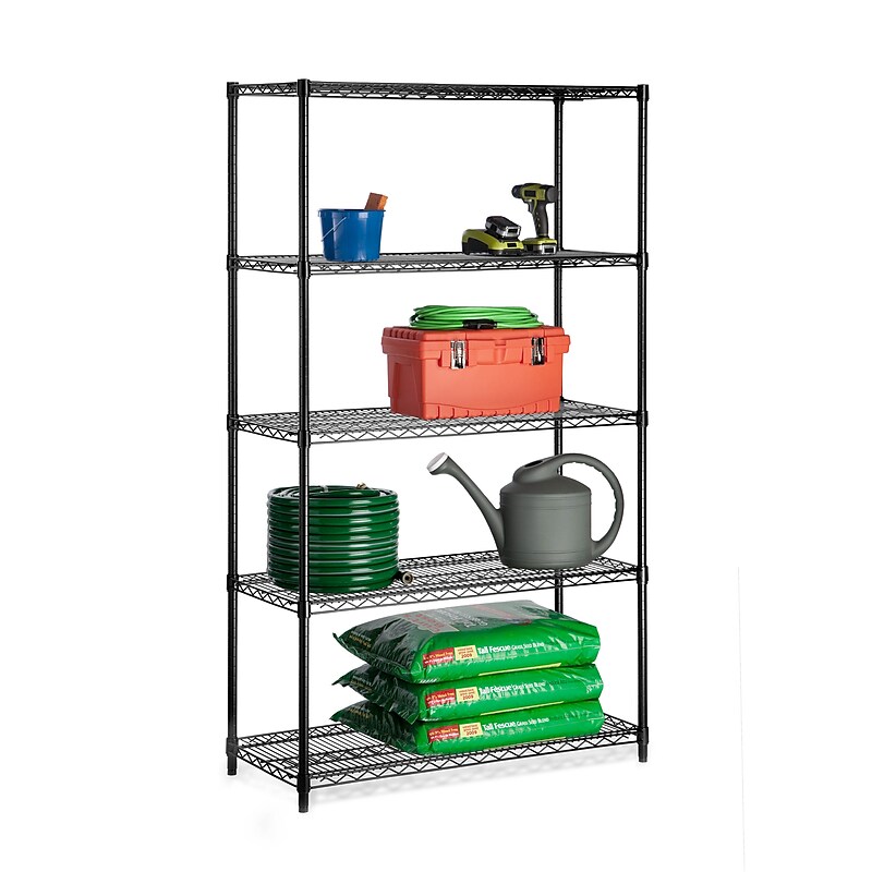 Honey Can Do 5-Shelf Metal Unit, 42"W, Black (SHF-01440) image 1