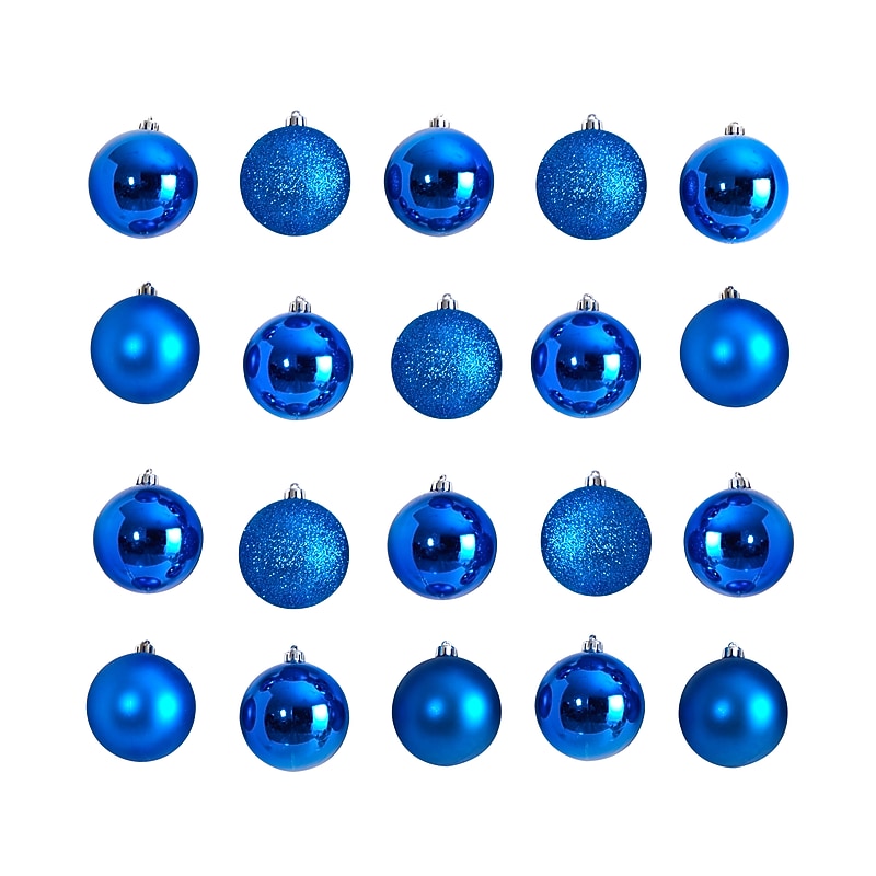 Nearly Natural Holiday Christmas Blue Shatterproof Ornament Set, 3", 20/Set (D1056-BL) image 1