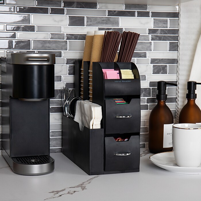 Mind Reader 11-Compartment Plastic Coffee Organizer, Black (CAD01
