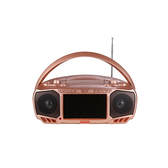 Aiwa Wireless Bluetooth Portable Media Boombox, Rose Gold (AI7001
