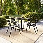 Flash Furniture Lila Indoor-Outdoor Table Set with 4 Slat Back Chairs, 31.5'' Square Black (THAL32SQ017BK4)~#|#~32C261FD-91A5-4064-8ED291F495BD05F8_sc7
