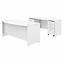 Bush Business Furniture Studio C 72W x 36D Bow Front Desk and Credenza with Mobile File Cabinets, White (STC009WHSU)~#|#~32C7CF2A-ACC9-4496-B457E671A7C73B94_sc7