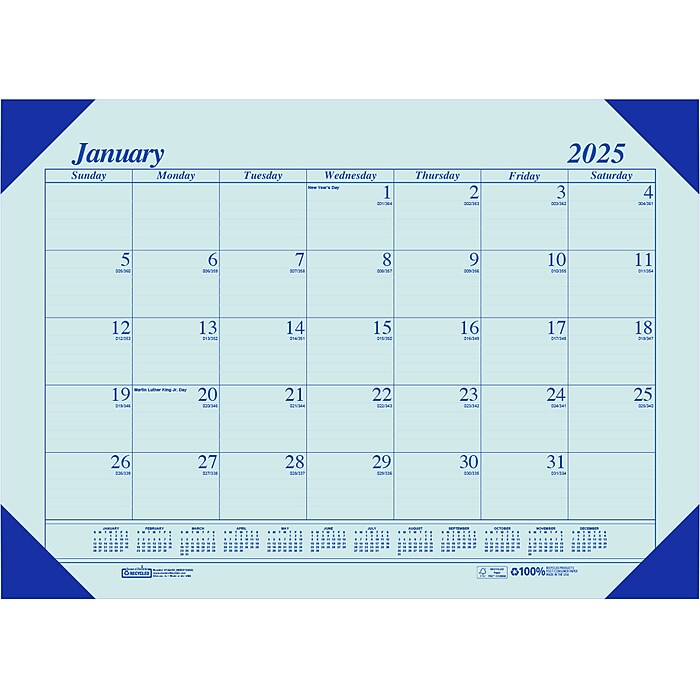 House of Doolittle Ecotones Compact Calendar Desk Pads - Julian Dates - Monthly - 1 Year - January 2024 - December 2024 - 1 Month Single Page Layout - 22