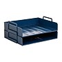 Staples Plastic Side Loading Stackable Letter Tray, Letter Size, Navy Blue, 2/Pack (ST63886)~#|#~32DFE97C-B71C-46FB-BCF9BD5CE12FE21F_sc7