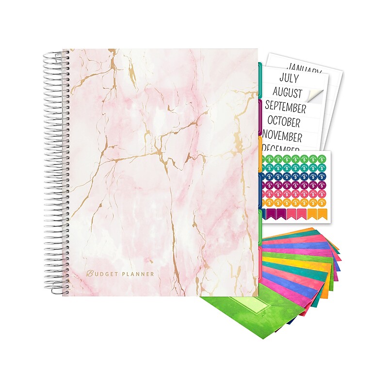 Global Printed Products 8.5" x 11" Budget Planner & Monthly Bill Organizer, Paperboard Cover, Pink/White (GPP-0073A) image 1