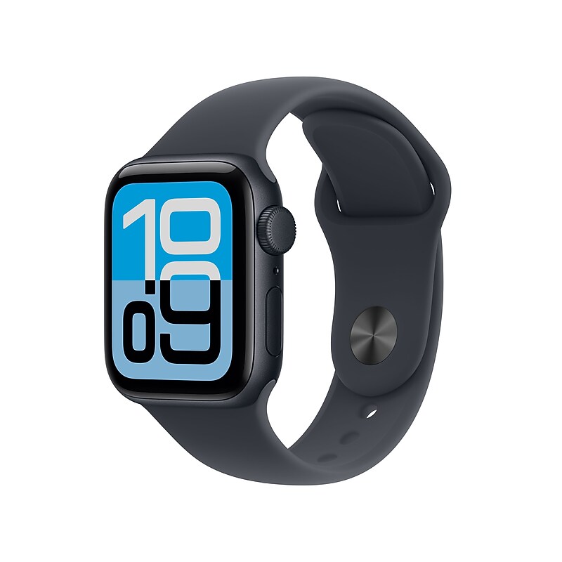 Apple Watch SE 3 GPS Smartwatch, 40mm, Midnight Aluminum Case with Midnight Sport Band, Small/Medium (MEH94LW/A) image 1