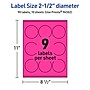 Avery Laser/Inkjet Round Multipurpose Labels, 2.5" Dia., Neon Magenta, 90/Pack (94502)~#|#~32F09019-6877-42AF-81F0BBFB33D296F1_sc7