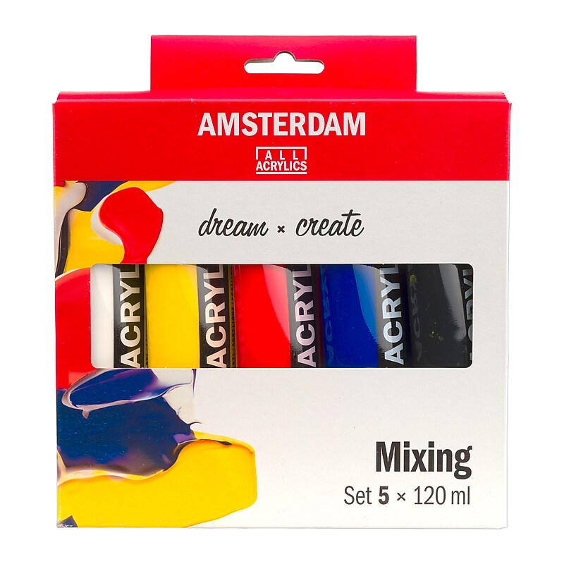 Amsterdam Mixing Acrylic Paint, Assorted Colors, 5/Pack (AMS17791904) image 1