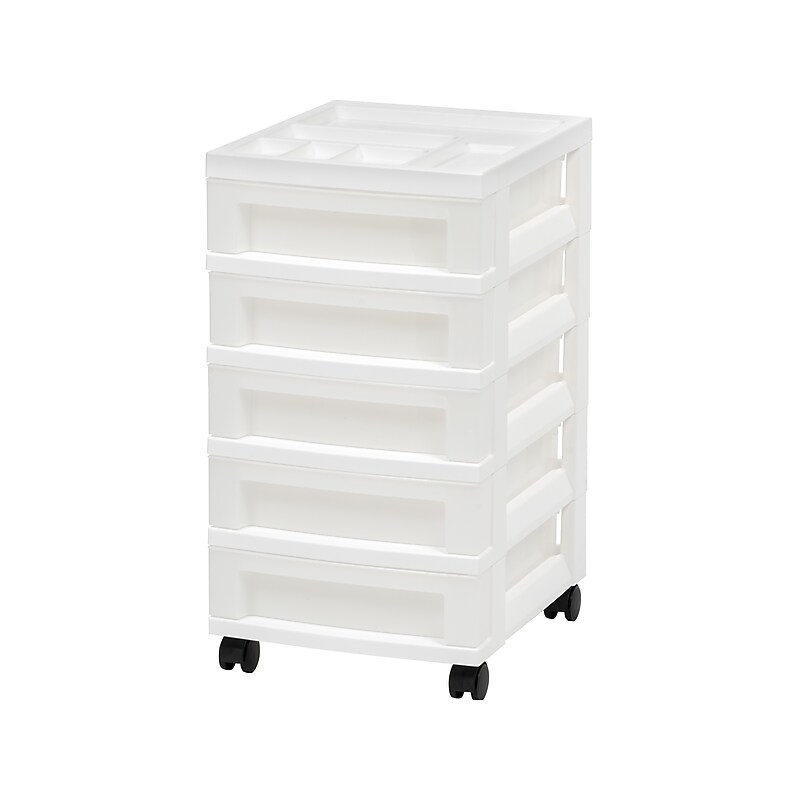 Iris 5-Drawer Storage Cart, White/Translucent White (585007) image 1
