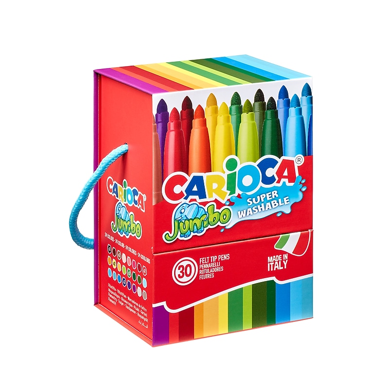 CARIOCA Jumbo Washable Kids Markers, Bullet Tip, Assorted Colors, 30/Set (CRA41259) image 1
