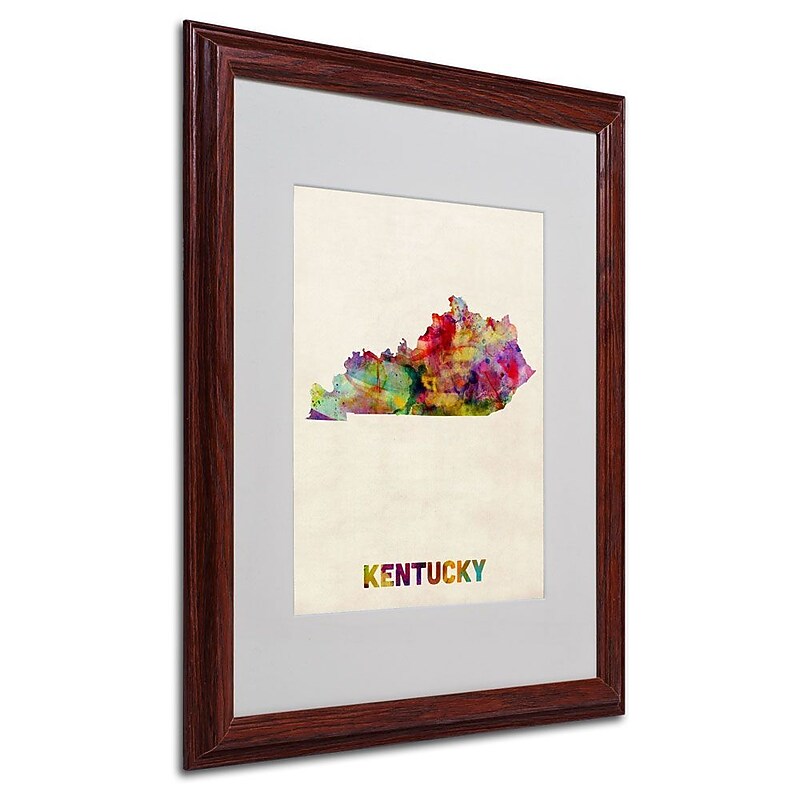 Trademark Fine Art 'Kentucky Map' 16" x 20" Wood Frame Art image 1