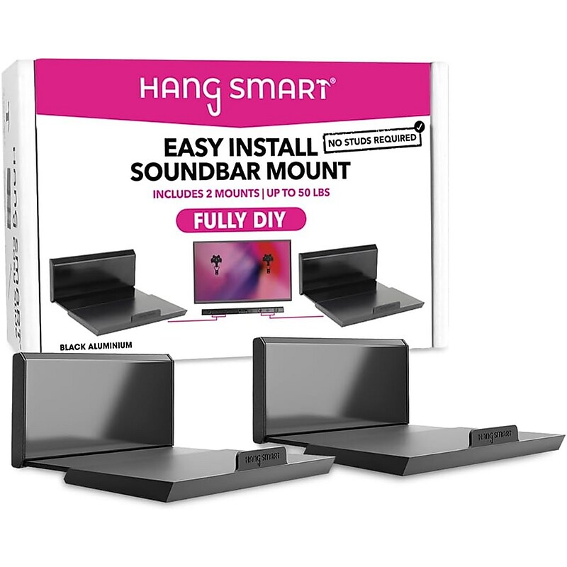 HangSmart DIY Stud Less Sound Bar Mount, Black (SM1002) image 1