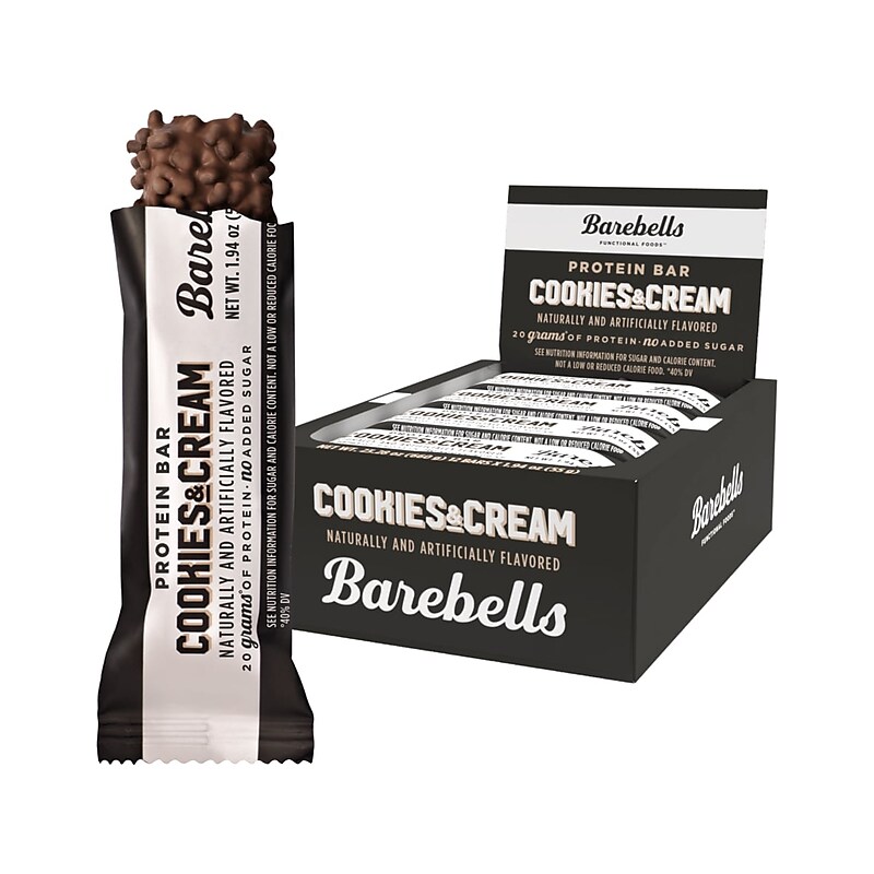 Barebells Gluten Free Cookies & Cream Protein Bar, 1.94 oz., 12 Bars/Box (B1020-USA) image 1
