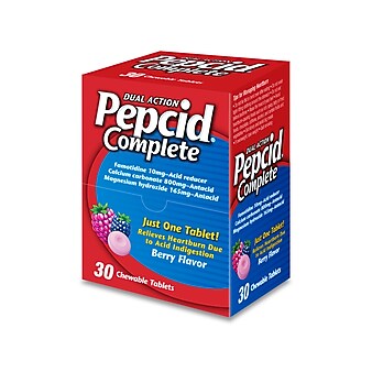 Pepcid Complete Dual-Action Antacid, Chewable Tablet, Berry Flavor, 30/Box (64228)