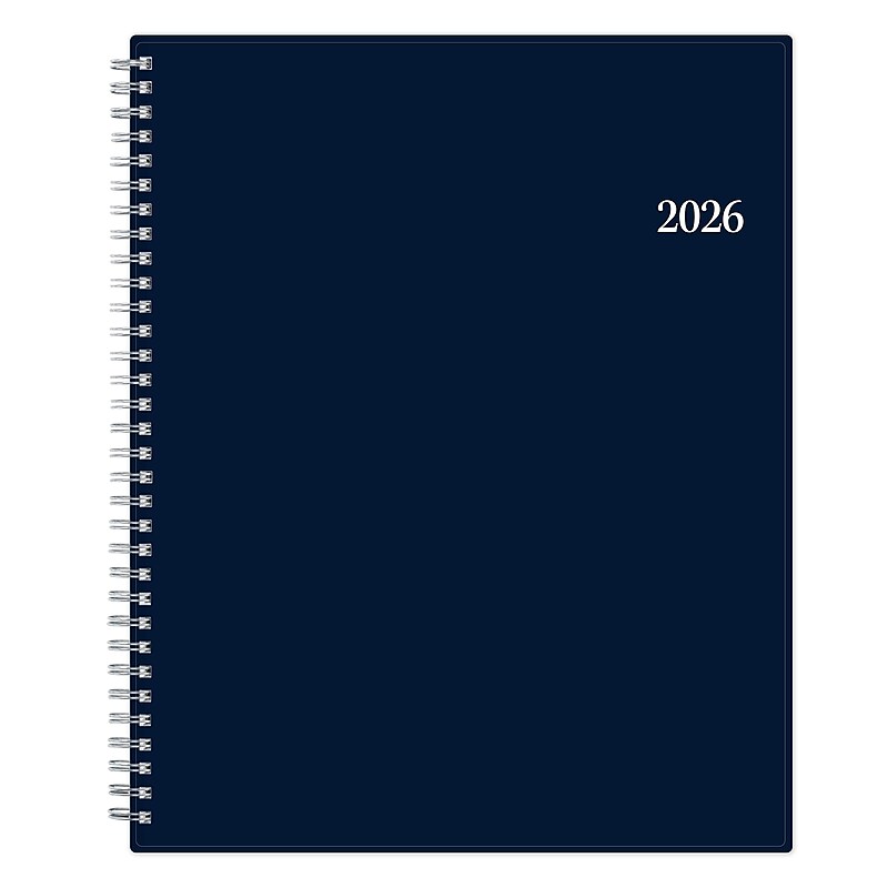 2026 Blue Sky Passages 8.5" x 11" Calendar Year Weekly & Monthly Planner, Faux Leather Cover, Navy (148659-26) image 1