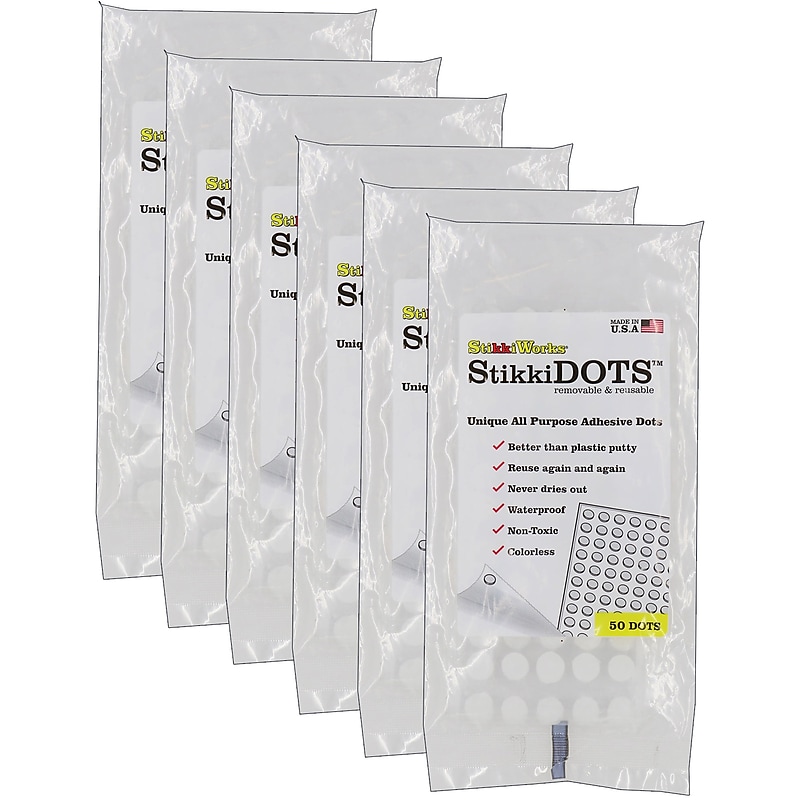 StikkiWorks StikkiWax Removable Glue Dots, 50 Dots/Pack, 6/Pack (STK02050) image 1