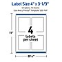 Avery Laser/Inkjet Rectangle Multipurpose Labels, 4" x 3-1/3", White, 40/Pack (S00-F4P)~#|#~331CAC0A-277D-4CB5-934ED42E12023FE1_sc7