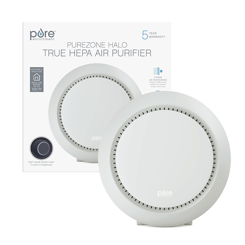 Pure Enrichment PureZone Halo True HEPA Air Purifier, Oyster Gray (PEAIRDSK-OG) image 1