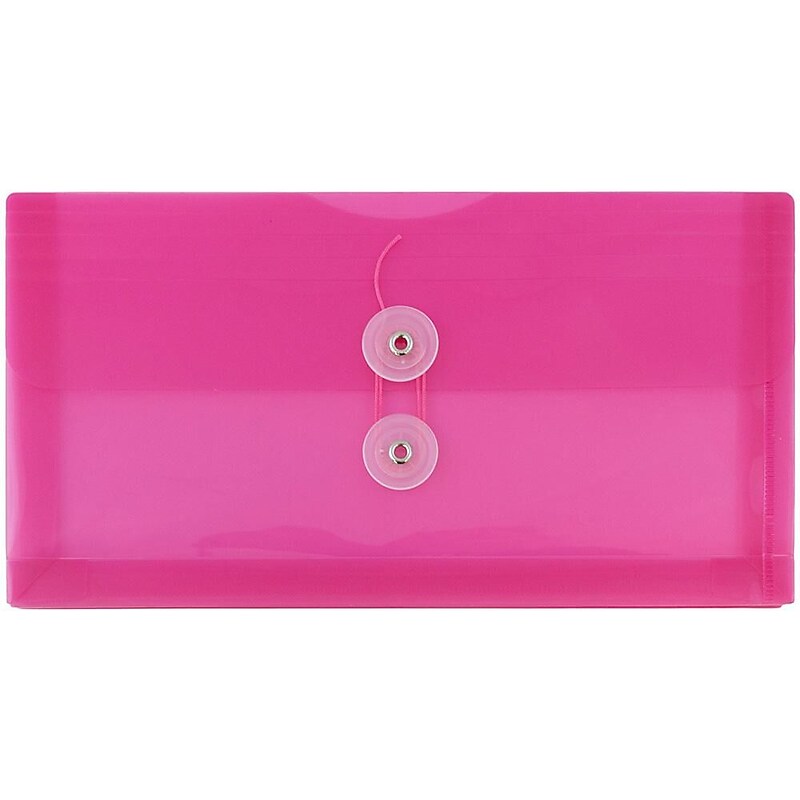 JAM Paper Premium Plastic Filing Envelope withButton & String Closure, Fuchsia Pink, 3/Pack (921B1FUX3) image 1