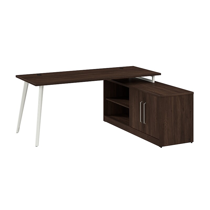 Bush Business Furniture Vista 72"W L Shaped Desk with Low Storage Cabinet, Black Walnut (VST005BW) image 1