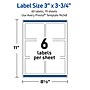 Avery Waterproof Rectangle Laser Multipurpose Labels, 3" x 3.75", White, 60/Pack (19479399332)~#|#~332FAFCD-3724-4567-B268272313B28776_sc7