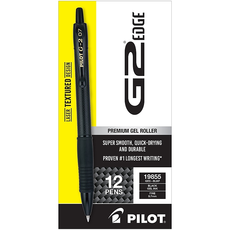 Pilot G2 Edge Retractable Gel Pen, Fine Point, 0.7mm, Black Ink, 12/Pack (8469) image 1
