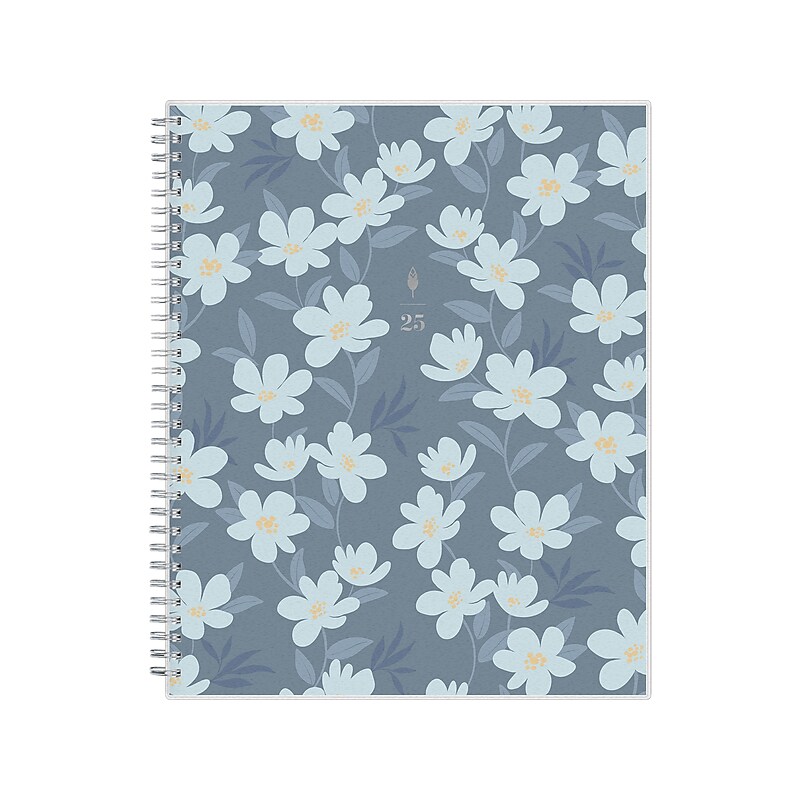 2025 Blue Sky inkWELL Press Twilight Blooms 8.5" x 11" Weekly & Monthly Planner, Plastic Cover, Blue/Yellow (152447) image 1