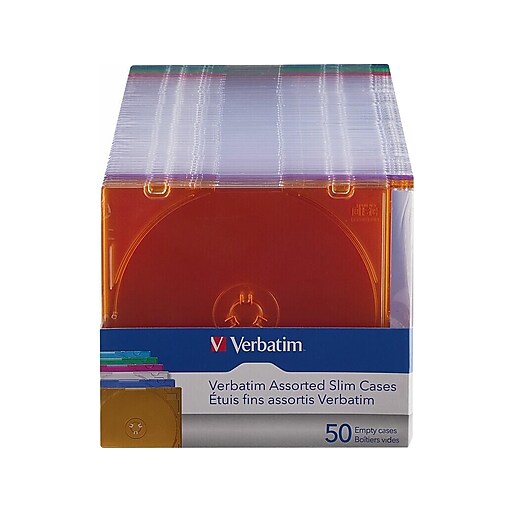 Verbatim Jewel Cases for CD/DVD/Blu-Ray, Assorted Colors, 50