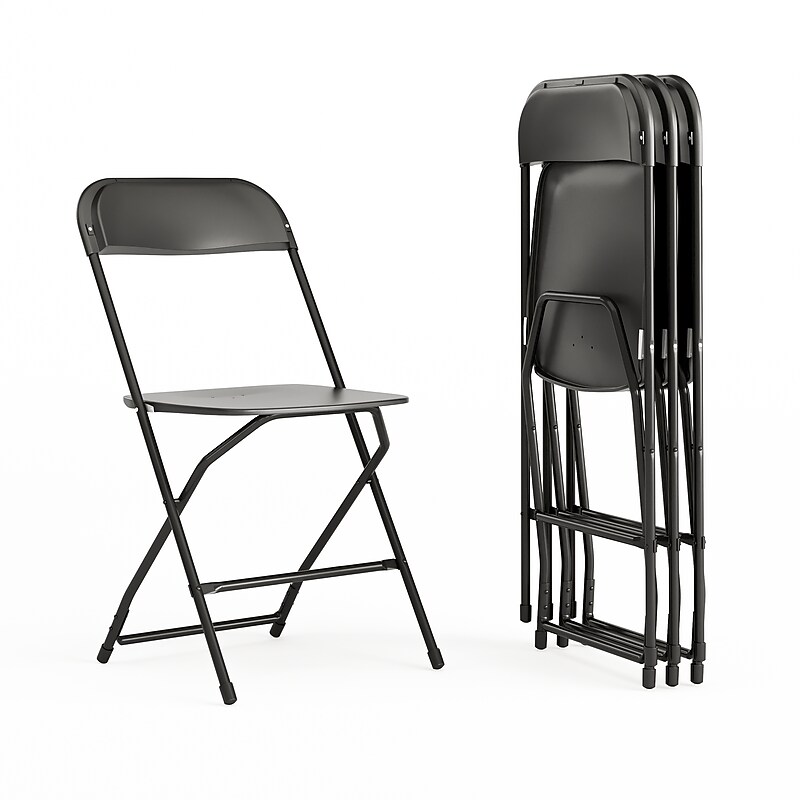 Flash Furniture HERCULES™ Plastic Armless Folding Chair, Black, 4/Pack (4LEL3BLACK) image 1