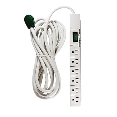 GoGreen Power 6-Outlet Surge Protector, 15′, White (GG-16315-15) Simolary simolary.com