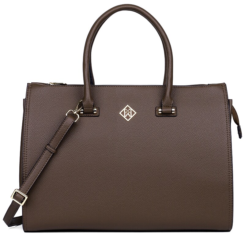 Karla Hanson 16" Faux Leather Water Resistant Laptop Bag, Brown (21201BROWN) image 1