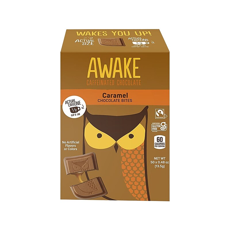 Awake Changemaker Bite Caramel Milk Chocolate, 24 oz., 50 Pieces/Box (00453U) image 1