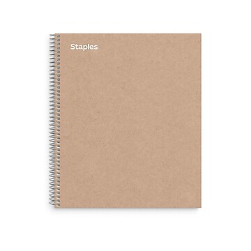 Staples Premium 1-Subject Notebook, 8.5" x 11", College Ruled, 100 Sheets, Brown (TR52121)