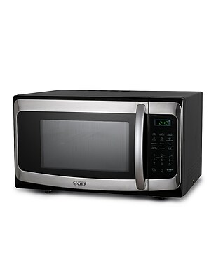 Commercial Chef 1.1 Cu. Ft. Countertop Microwave, Black with Stainless Steel (CHM11MS) Simolary simolary.com