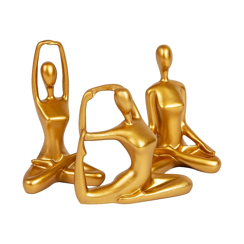 Mind Reader Meditation Yoga Figurines, Set of 3, Gold (MEDEC3-GLD) image 1