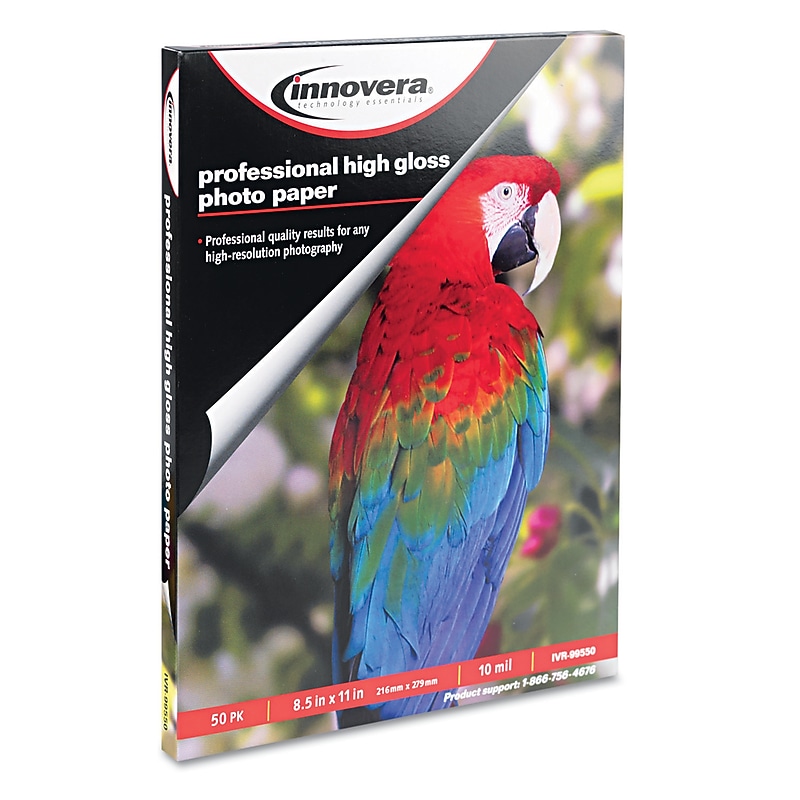 Innovera Glossy Photo Paper, 8.5" x 11", 50 Sheets/Pack (IVR99550) image 1