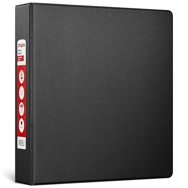 Staples 2" 3-Ring Non-View Binder, D-Ring, Black (26417-CC) image 1